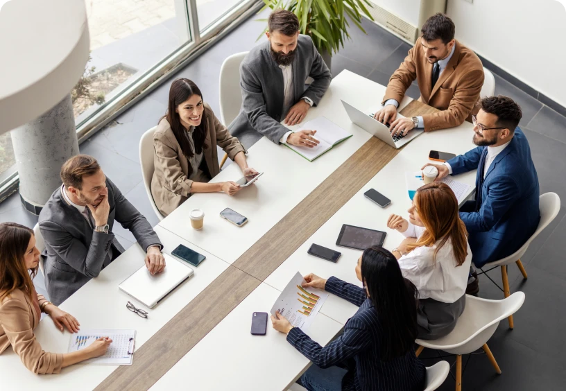Group collaboration in corporate meeting room